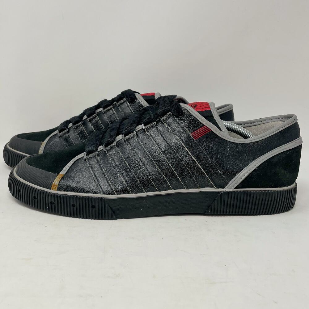 K-Swiss Black Red Low Tennis Shoes Mens Size 11